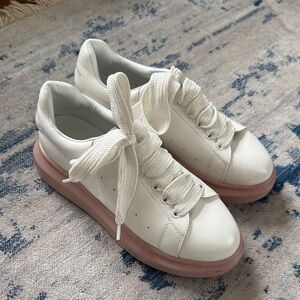 Fashion Women's White and Pink Sneakers